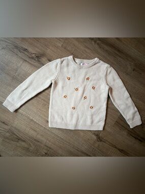 🌺10/$20 Joe Fresh Cream Sweater with Orange Floral Embroidery